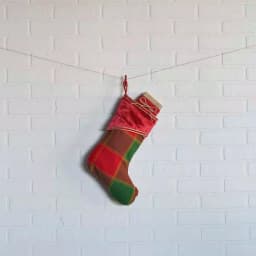 VHC Brands Tristan 15 in. Traditional Christmas Stocking - Cherry Red & Shamrock Green Plaid thumbnail 2