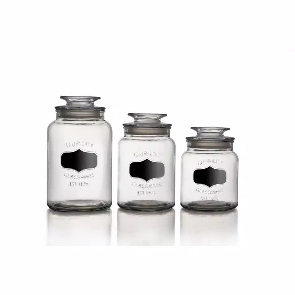 Style Setter Chalkboard Clear Glass Canister Set, 3-Piece