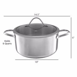 Classic Cuisine 6 Qt. Stainless Steel Stock Pot with Tempered Glass Lid thumbnail 5