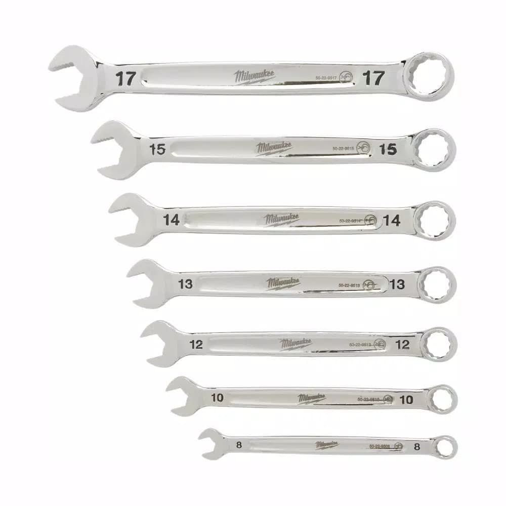 Milwaukee 7-Piece Metric Combination Wrench Set with MAX BITE Open-End Grip