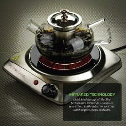 Ovente 1000W Single Hot Plate Electric Infrared Glass Cooktop Burner, 7 in., Silver thumbnail 8
