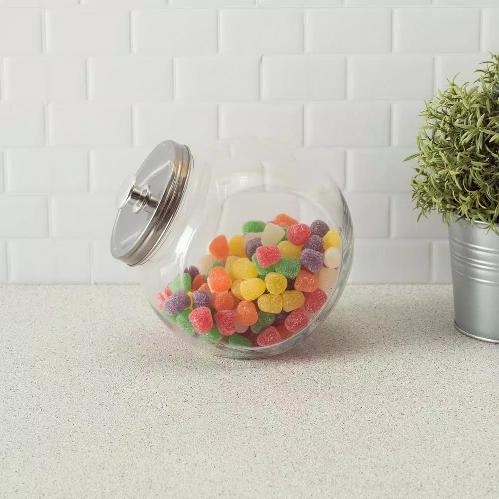 Unbranded 91 oz. Large Clear Glass Candy Jar with Stainless Steel Lid