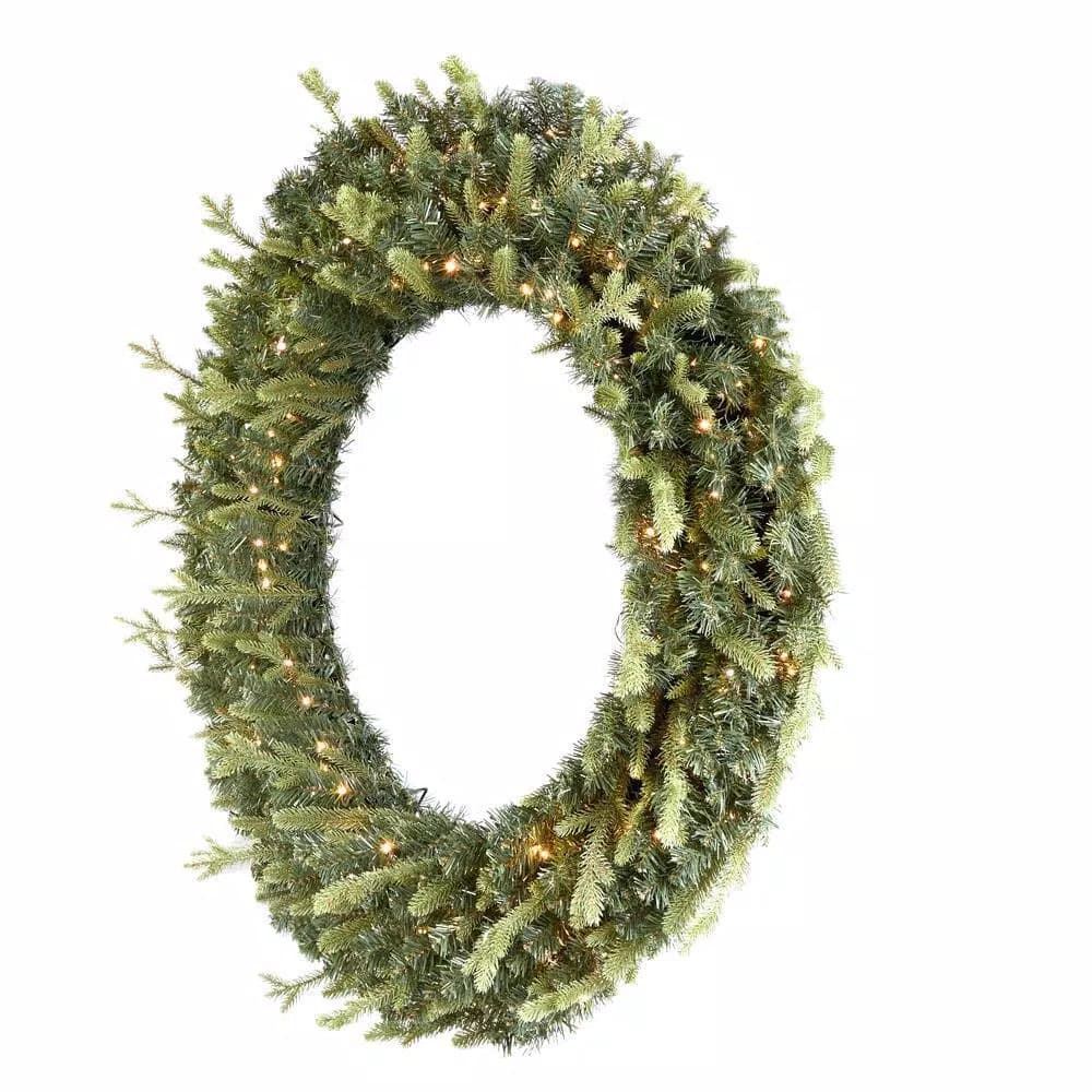 Home Accents Holiday 48 in. Jackson Noble Fir Artificial Wreath with 200 Warm White LED Micro Dot Lights