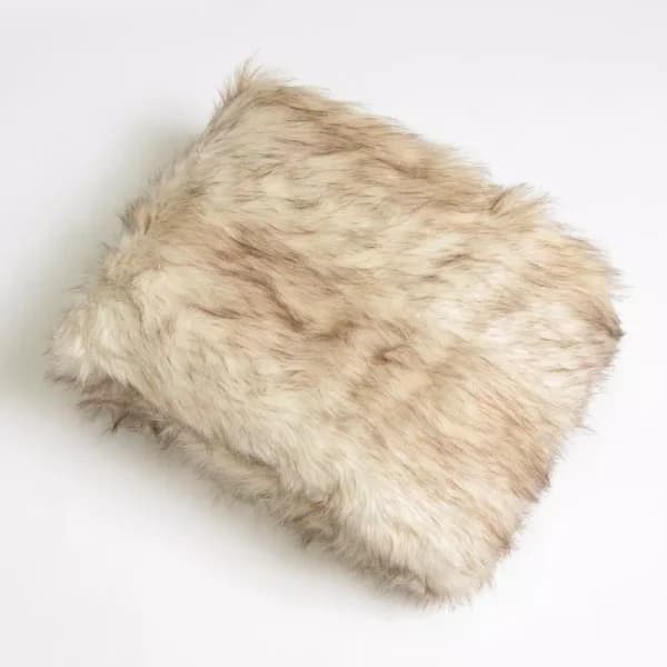 Best Home Fashion Champagne Fox Faux Fur Throw Blanket, 58 in. x 84 in.