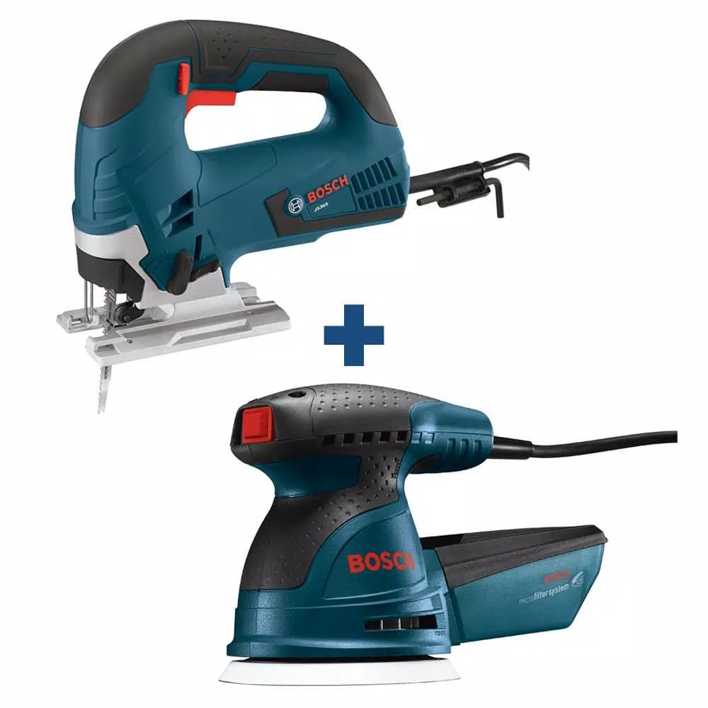 Bosch 6.5 Amp Corded Variable Speed Jig Saw & 2.5 Amp Random Orbital Sander Kit with Carrying Case