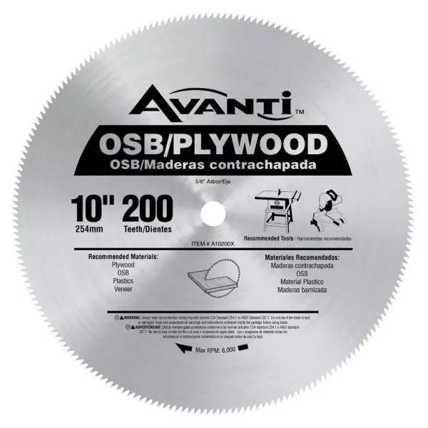 Avanti 10 in. 200-Teeth OSB, Plywood, and Plastic Saw Blade
