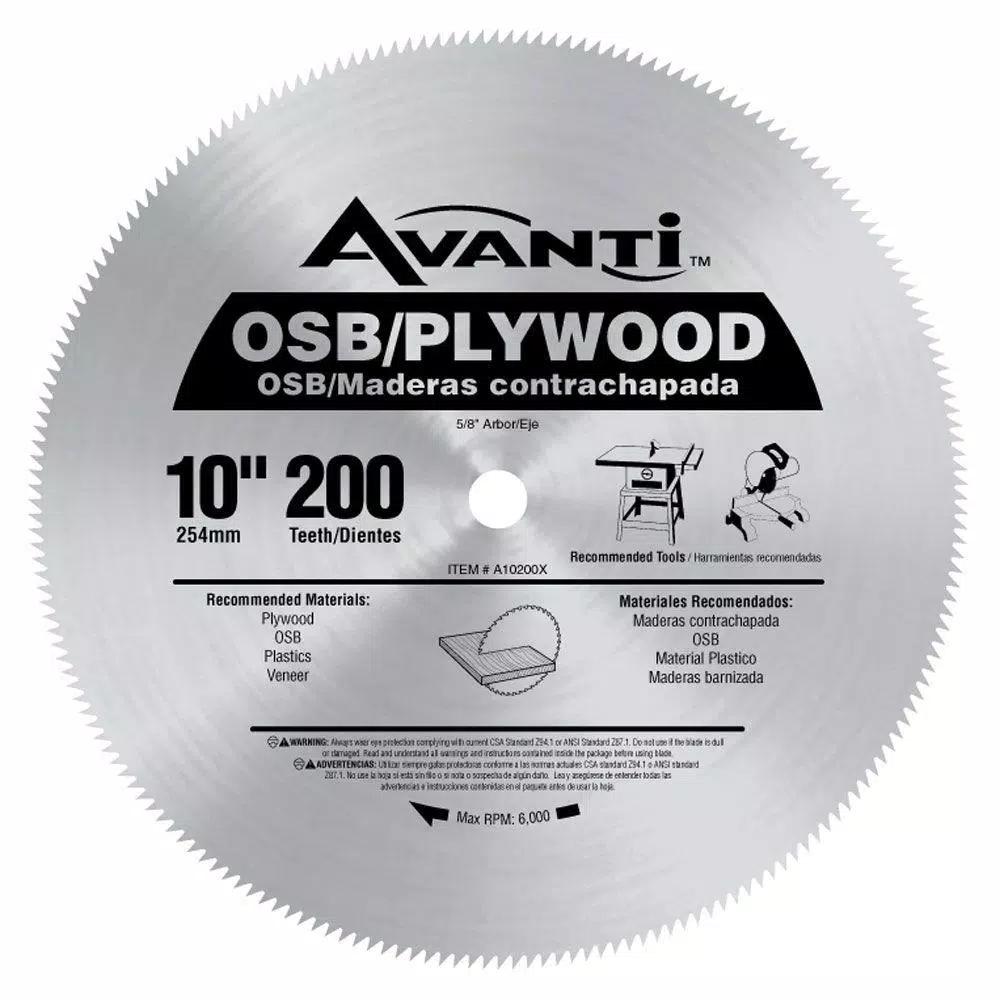 Avanti 10 in. 200-Teeth OSB, Plywood, and Plastic Saw Blade