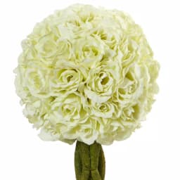 Nearly Natural 13 in. Artificial Rose Topiary Set with White Wicker Pots (Set of 2) thumbnail 2