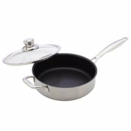 Swiss Diamond Classic Series 3.1 Qt. Cast Aluminum Nonstick Saute Pan with Glass Lid, Stainless Steel thumbnail 1