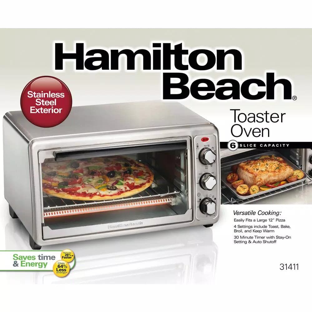 Hamilton Beach 1440-Watt 6-Slice Stainless Steel Countertop Toaster Oven