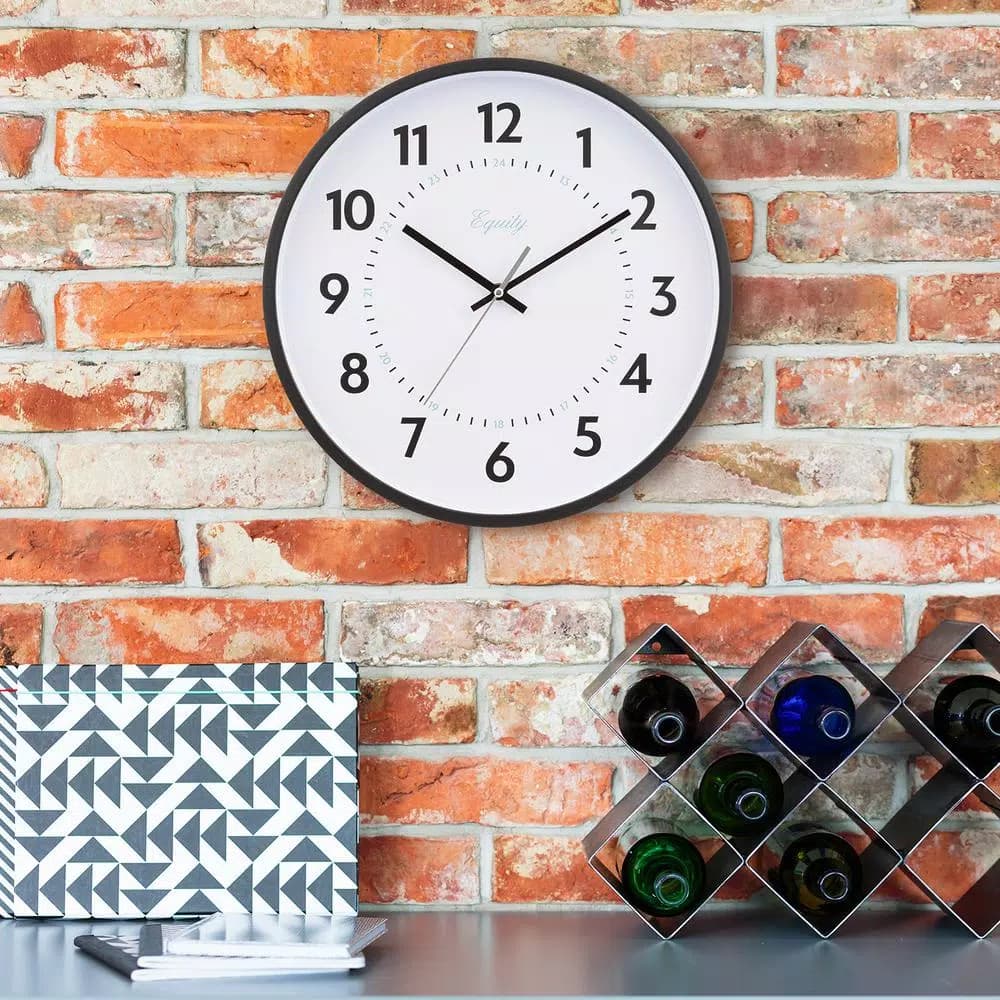 Equity by La Crosse 14 in. Commercial Black Analog Wall Clock with Quartz Movement
