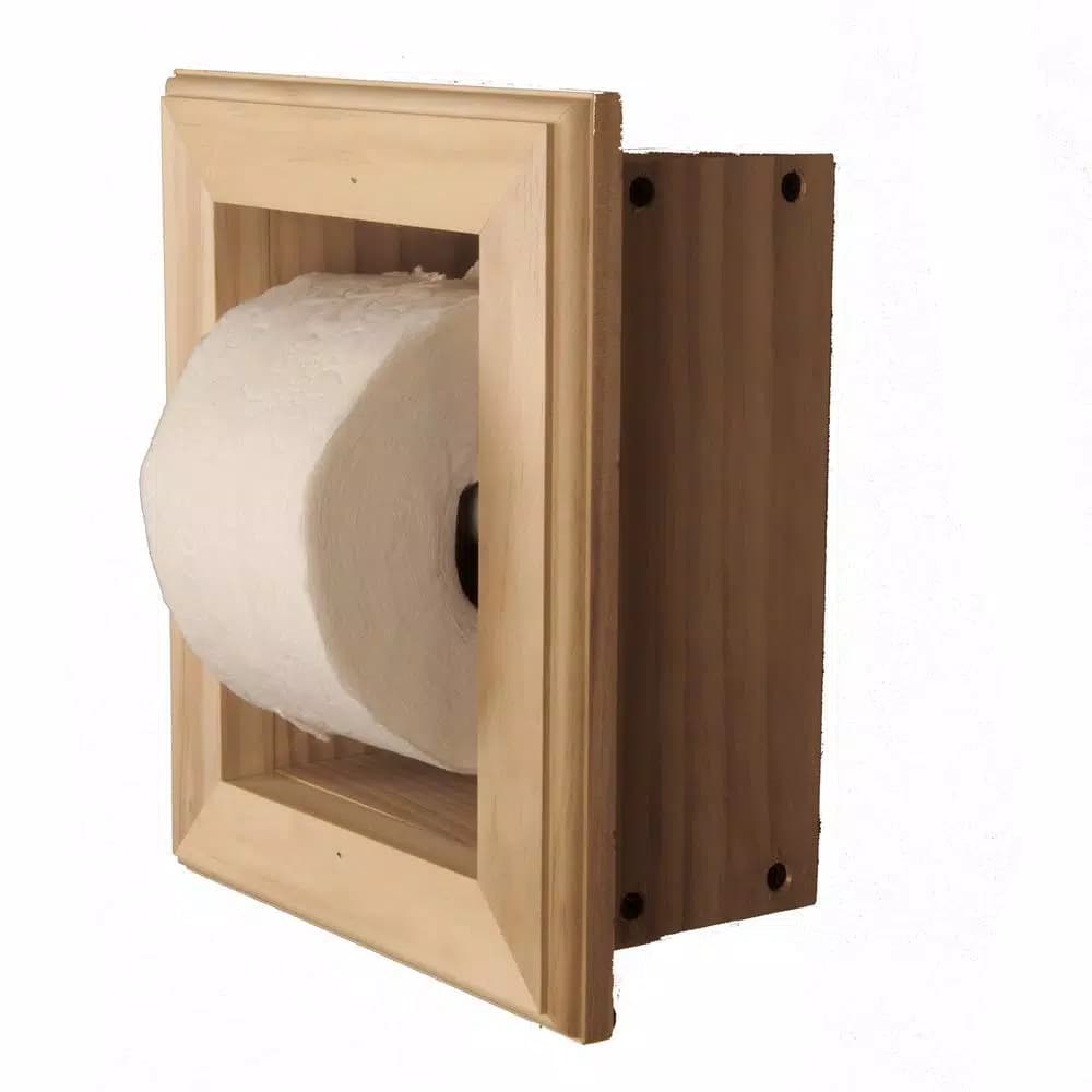 Unbranded Newton Solid Pine Recessed Toilet Paper Holder - Unfinished Niche Frame