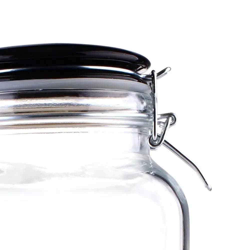 Home Basics Glass Tea Canister with Airtight Ceramic Lid and Metal Clamp - 67.6 oz