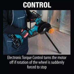 Makita 18V X2 LXT Brushless 7 in. Angle Grinder Kit w/ 5.0 Ah Batteries, Charger, Dust Shroud & Diamond Wheel thumbnail 2