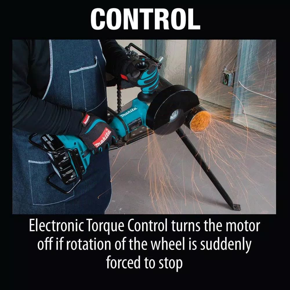 Makita 18V X2 LXT Brushless 7 in. Angle Grinder Kit w/ 5.0 Ah Batteries, Charger, Dust Shroud & Diamond Wheel