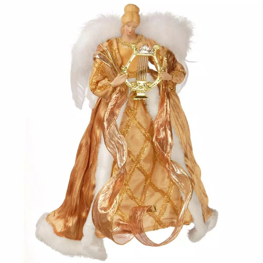 National Tree Company 16 in. Gold Angel Tree Topper with Dual Color LED Lights