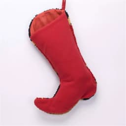 Glitzhome Red Cowboy Boot Christmas Stocking with Decorative Stars and Strap Detailing thumbnail 3
