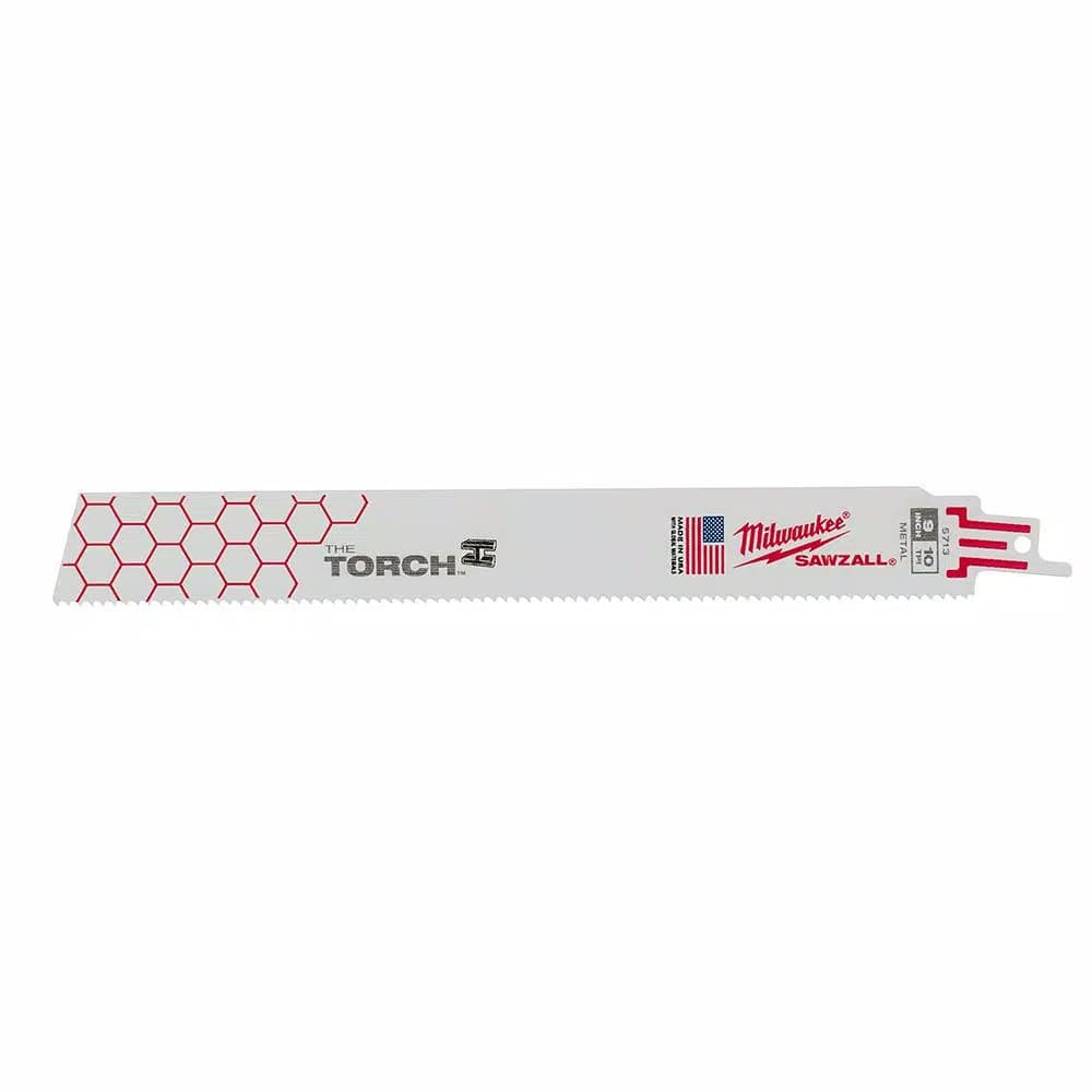 Milwaukee TORCH 9 in. 10 TPI Metal Cutting Reciprocating Saw Blades, Tough Neck & Grid Iron Design (5-Pack)