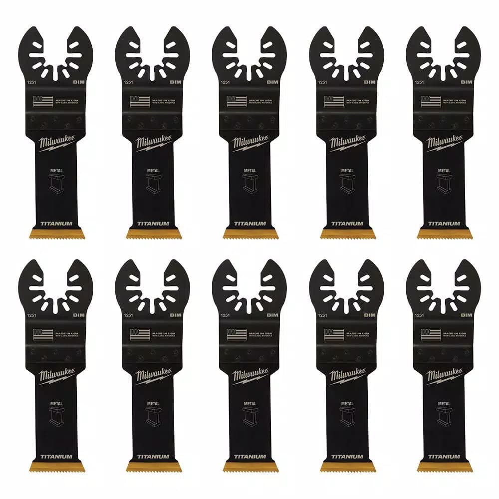 Milwaukee 1-1/8 in. Titanium Bi-Metal Universal Fit Oscillating Multi-Tool Blades, 10-Pack