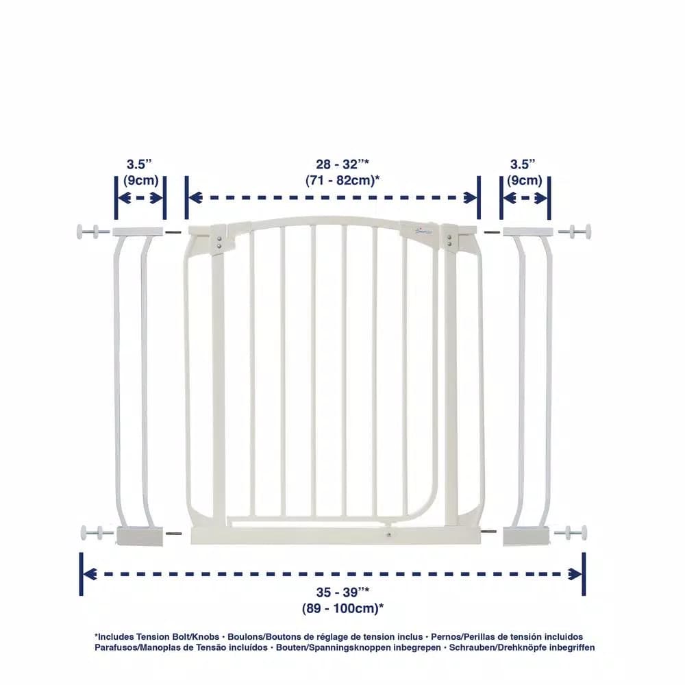 Dreambaby Chelsea Auto-Close Security Gate with Extensions, White, 29.5 in. H