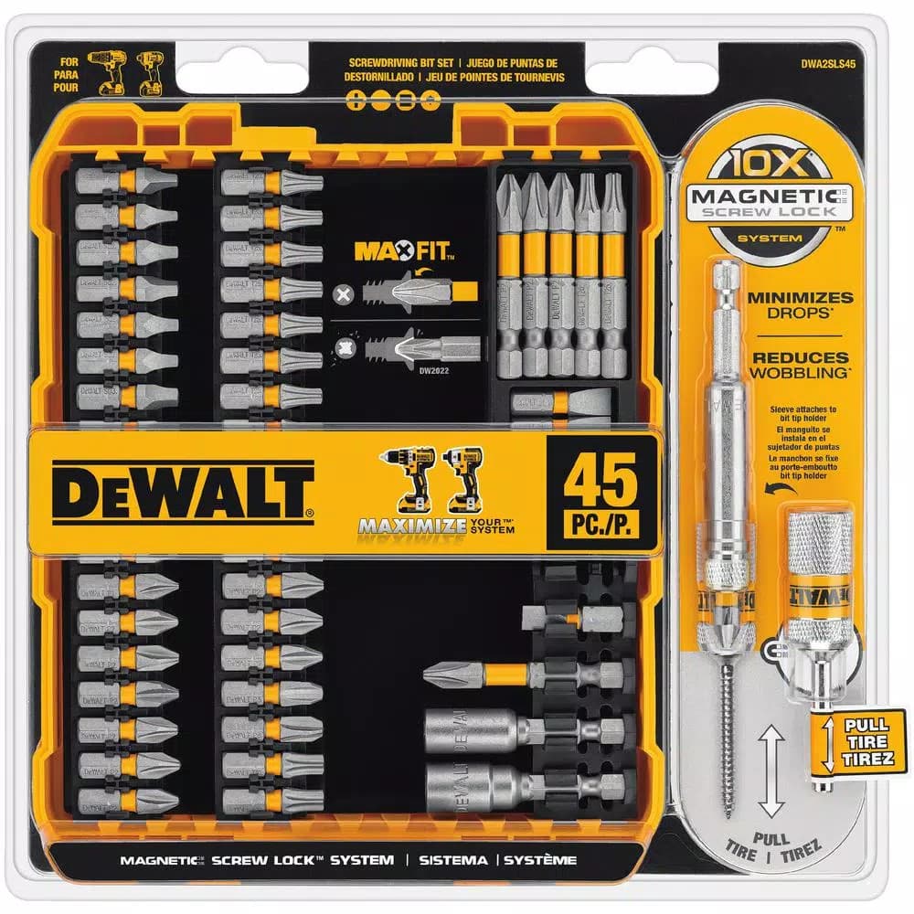 DEWALT Titanium Pilot Point Drill Bit Set (21-Piece) with MaxFit Screwdriving Set (45-Piece) - 66 Piece Total