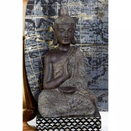 LITTON LANE Polystone Meditating Thai Buddha Sculpture - Tarnished Brown Statuary thumbnail 6