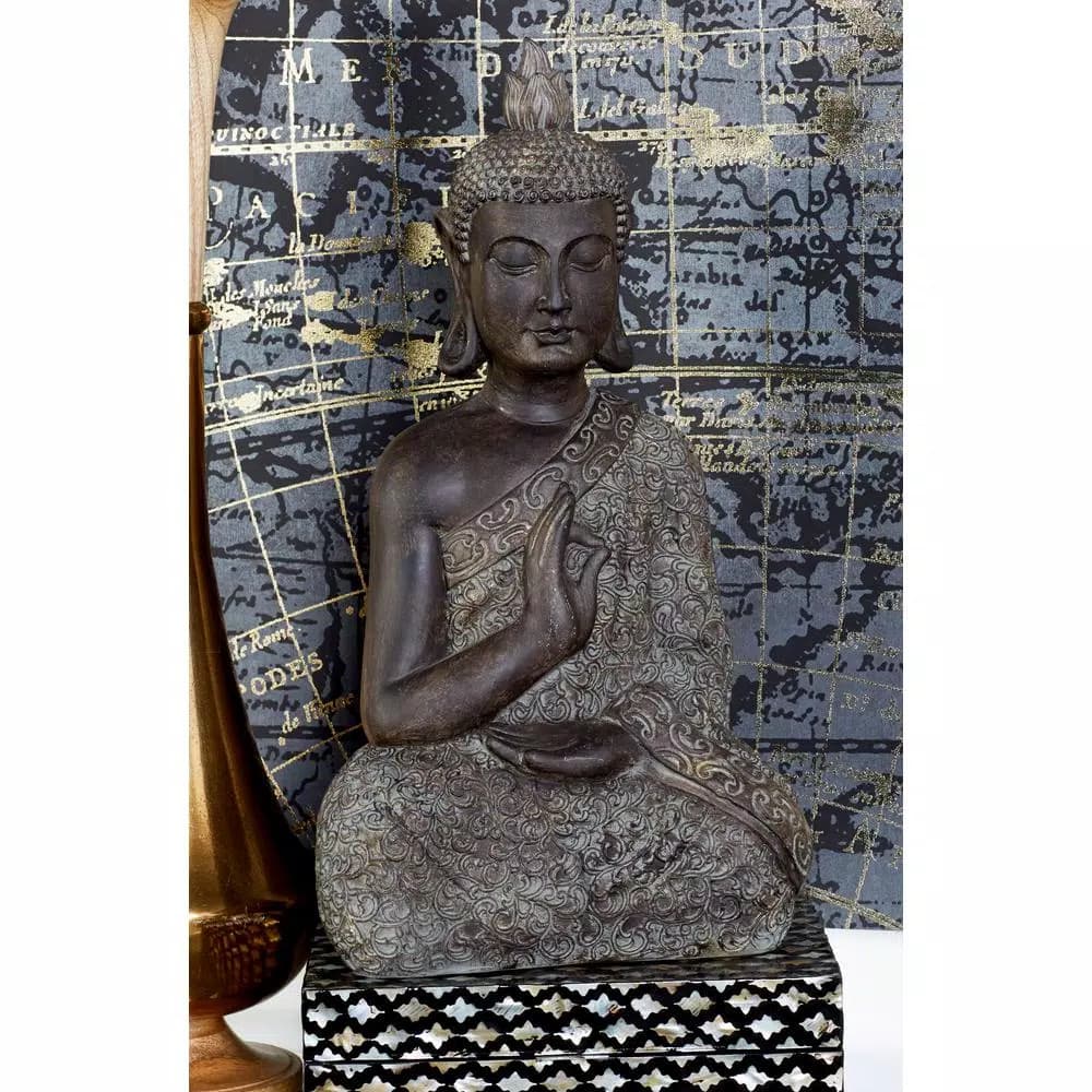 LITTON LANE Polystone Meditating Thai Buddha Sculpture - Tarnished Brown Statuary