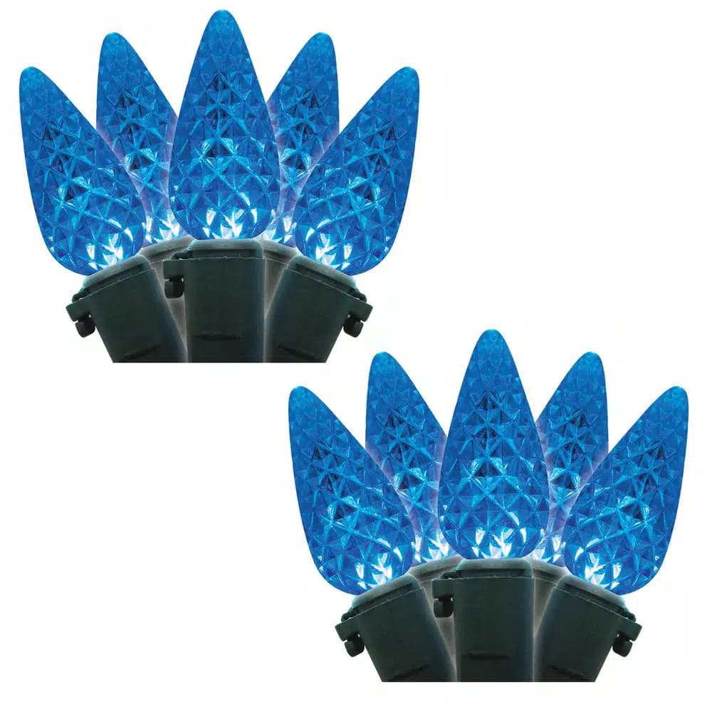 Brite Star 70-Count Blue Faceted C6 LED String Light Set (Set of 2) - Indoor/Outdoor