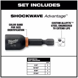 Milwaukee SHOCKWAVE Impact Duty Magnetic Nut Driver Set, 1-7/8 in., 4-Piece thumbnail 2
