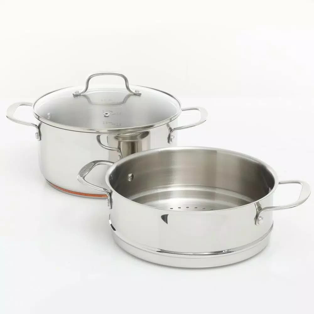 Oster Cuisine Kellerton 10-Piece Stainless Steel Cookware Set with Copper Accents