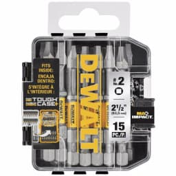 DEWALT MAX IMPACT 2.5 in. #2 Square Bits, 15-Piece Set with Storage Case thumbnail 3