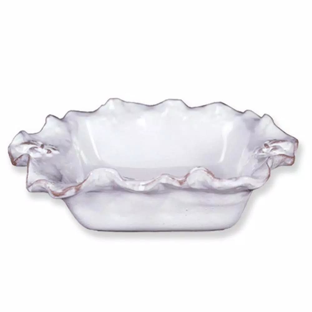 Abigails Fleur De Lis White Ceramic Square Casserole Dish, Made in Italy