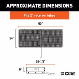 CURT 60" x 24" Black Steel Basket Cargo Carrier, 2" Fixed Shank, 500 lb. Capacity thumbnail 3