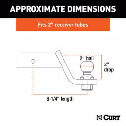 CURT Loaded Ball Mount with 2" Ball, 2" Shank, 7,500 lbs. Capacity, 2" Drop thumbnail 2