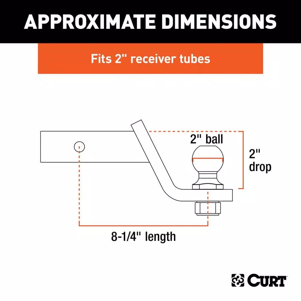 CURT Loaded Ball Mount with 2" Ball, 2" Shank, 7,500 lbs. Capacity, 2" Drop
