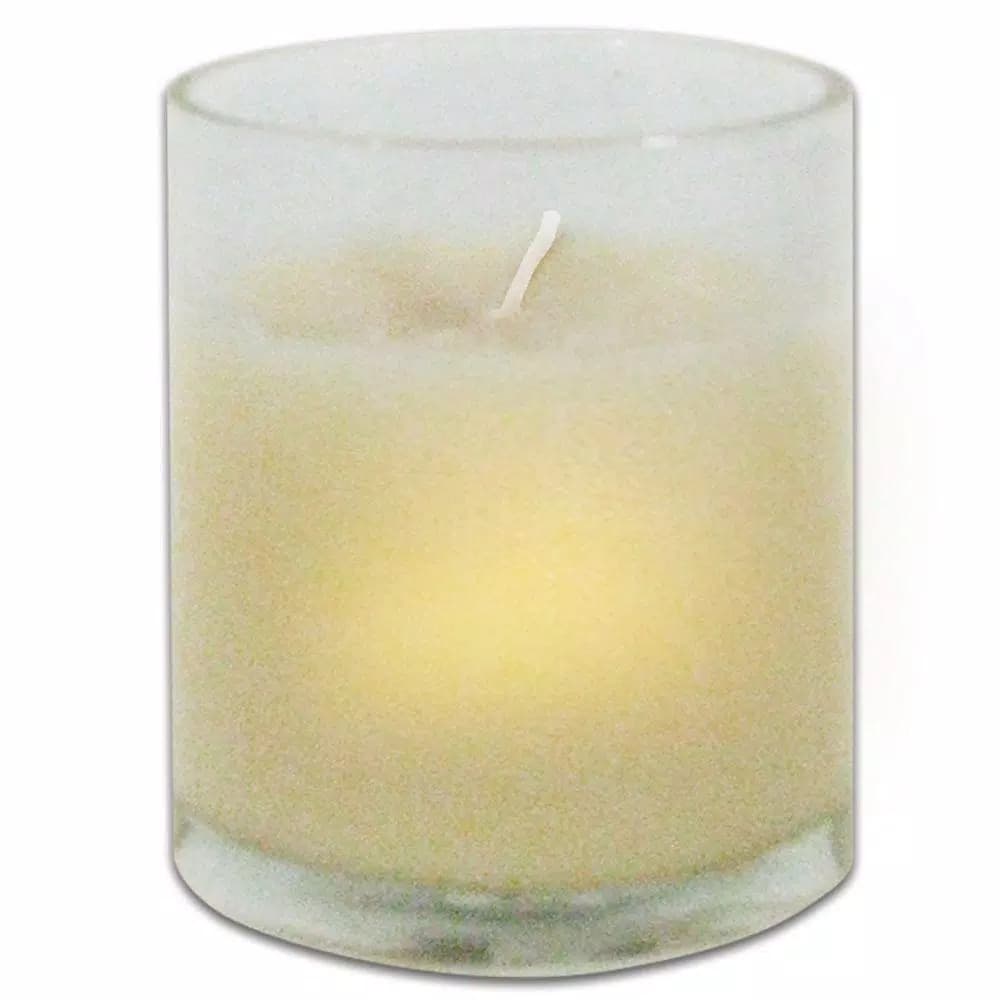 Unbranded Brite Star 3 in. Clear Frosted Glass Votive Candles with Flickering Wax Flame (Set of 2)