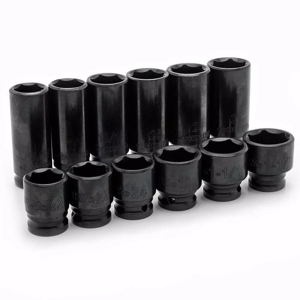 Husky 64-Piece 1/2 in. Drive SAE and Metric Impact Socket Set