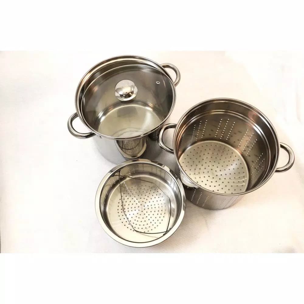ExcelSteel 12 Qt. Professional 18/10 Stainless Steel 4-Piece Multi-Cooker Set with Lid
