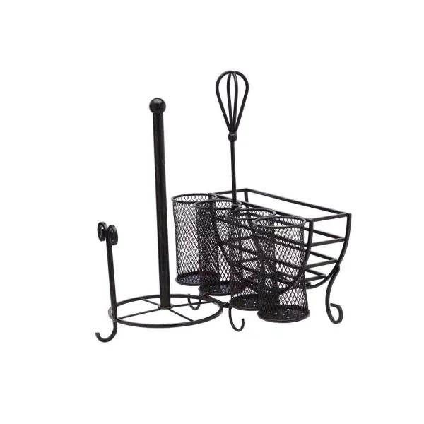Gourmet Basics by Mikasa Mikasa Gourmet Basics Avilla 5-Compartment Picnic Caddy, Wrought Iron, Black