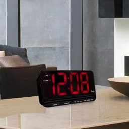 Equity by La Crosse Extra-Large 3 in. Red LED Digital Alarm Table Clock with HI/LO Settings thumbnail 1