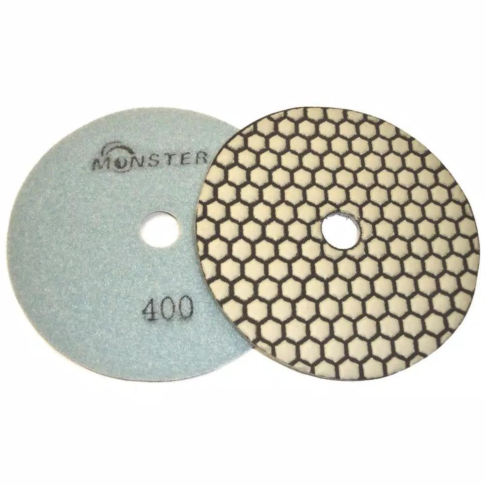Monster 5 in. Honeycomb Dry Diamond Polishing Pad Set with Back Holder, 8-Piece Kit