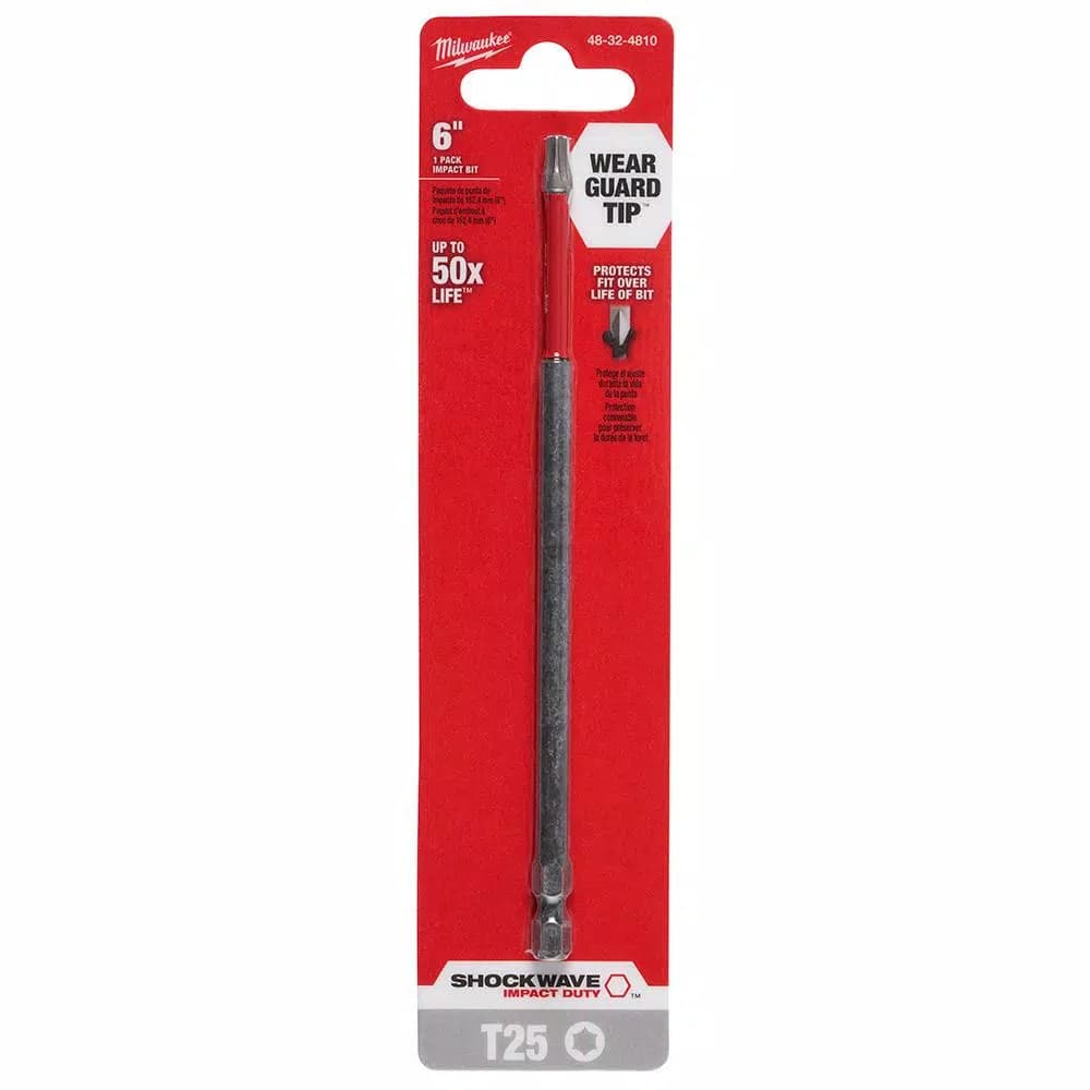 Milwaukee SHOCKWAVE T25 Torx 6 in. Impact Rated Steel Screwdriver Bit