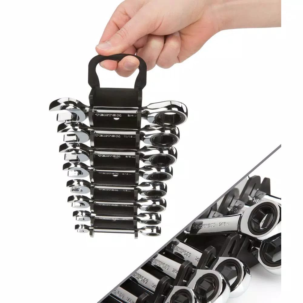 TEKTON 8-Piece Stubby Ratcheting Combination Wrench Set, 5/16 in. to 3/4 in.