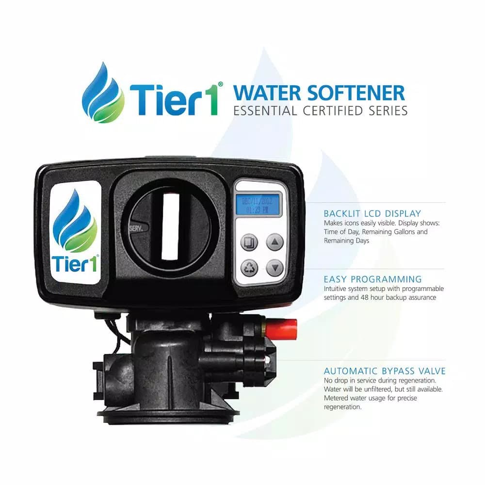 Tier1 Essential Series 48,000 Grain High Efficiency Digital Water Softener - Black