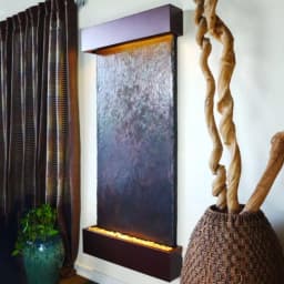 Water Wonders Grande Nojoqui Falls Lightweight Slate Wall Fountain with Copper-Vein Trim thumbnail 3