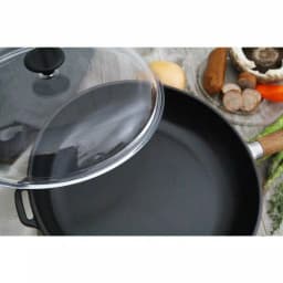 Chasseur 11 in. Enameled Cast Iron Frying Pan with Glass Lid, Red thumbnail 4