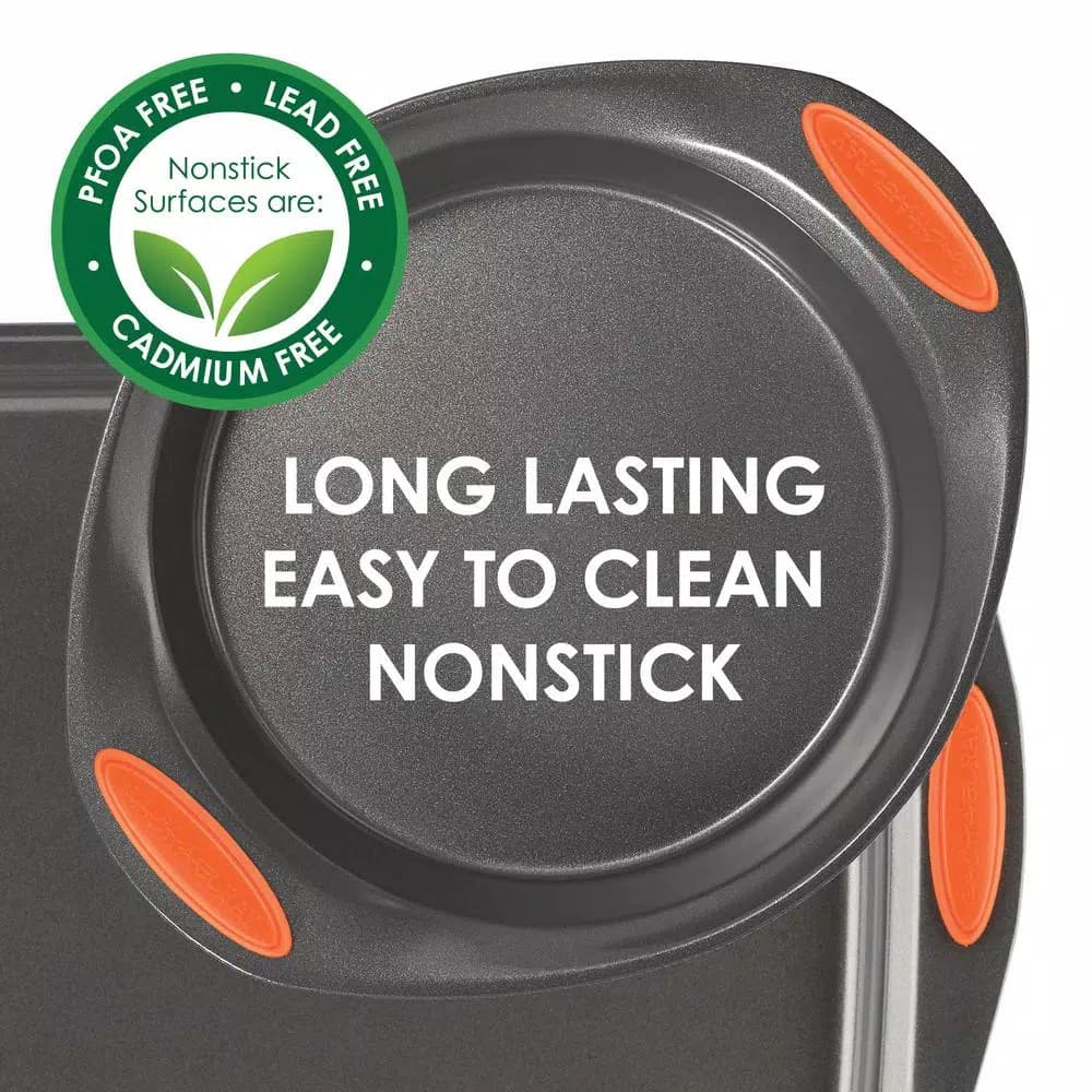 Rachael Ray Oven Lovin' 5-Piece Nonstick Aluminum Bakeware Set, Gray and Orange