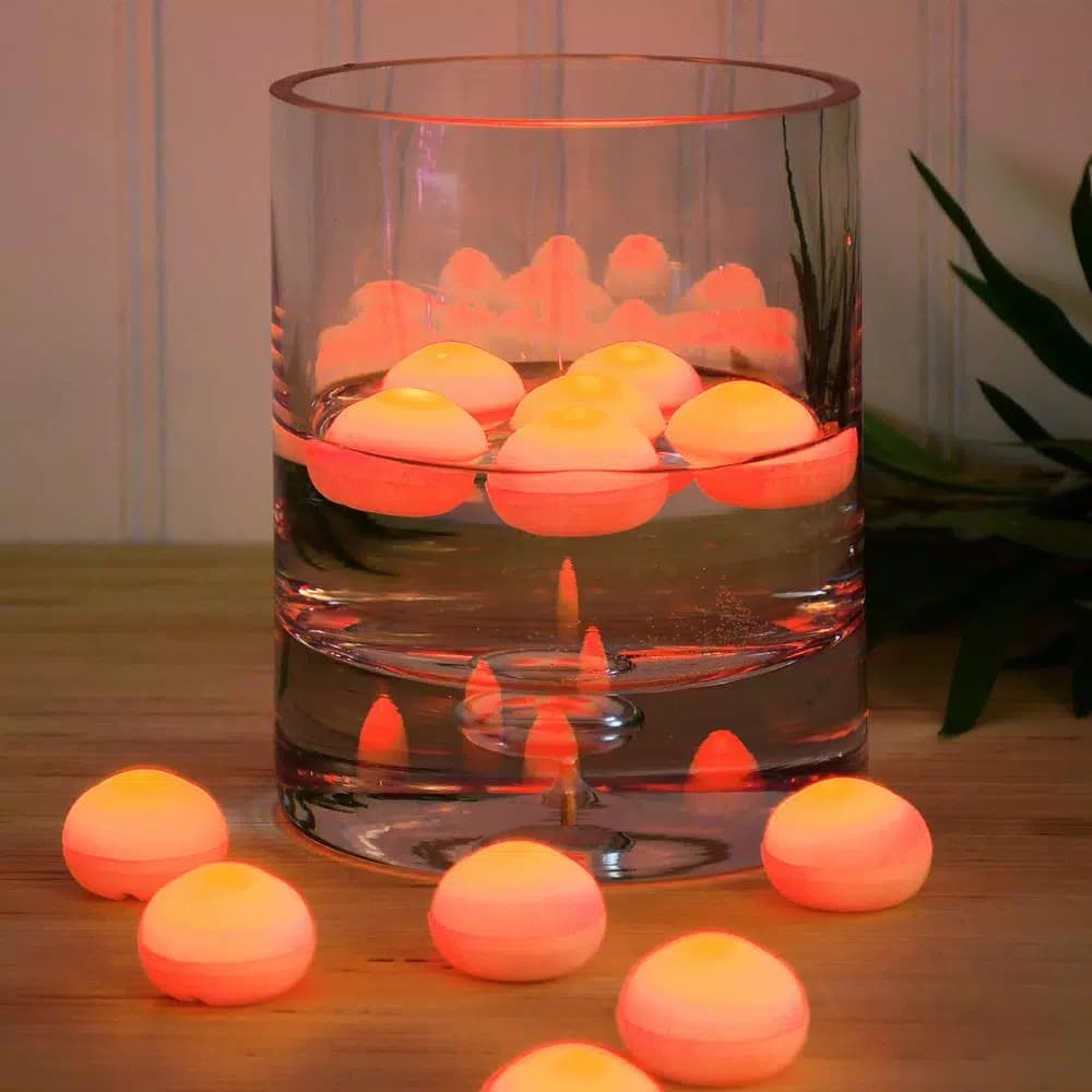 LUMABASE Orange Floating Blimp LED Lights, Waterproof Battery Operated Decorative Lights (12-Count)