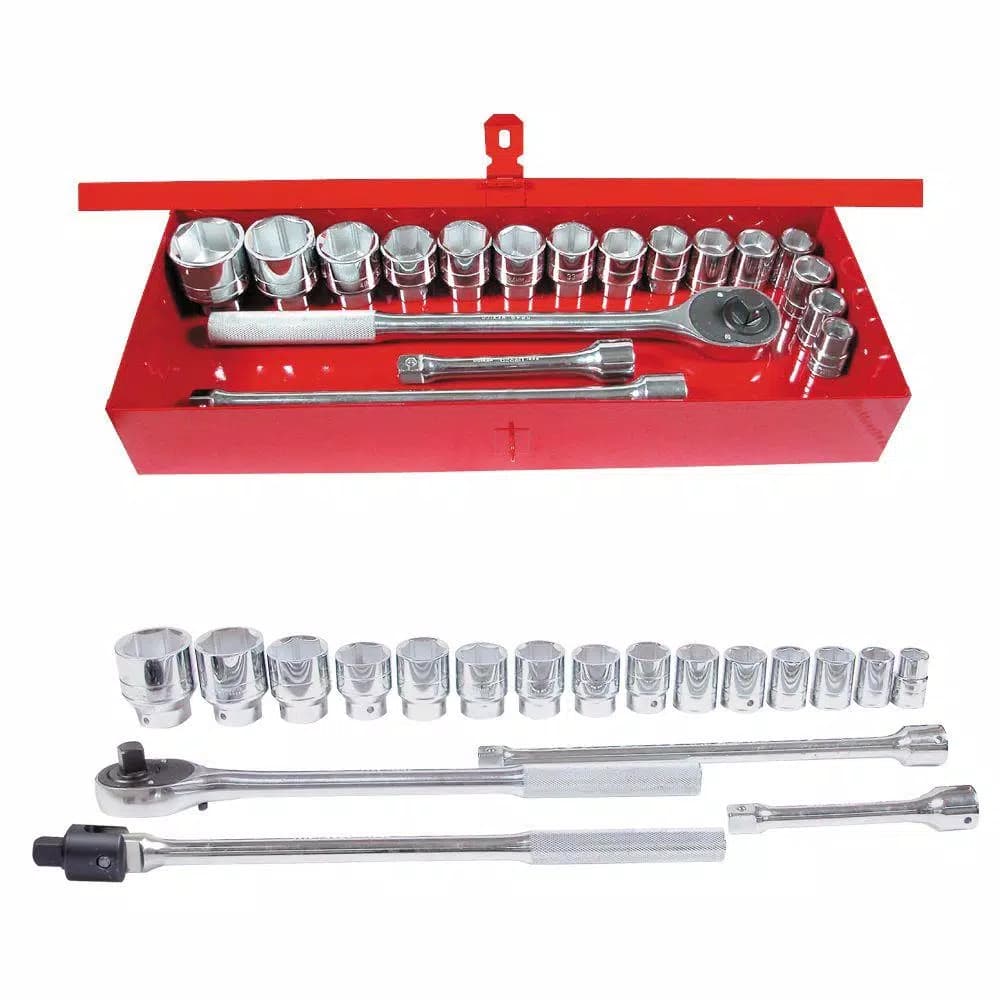 URREA 3/4 in. Drive 6-Point Metric Hand Socket & Accessories Set, 20-Piece