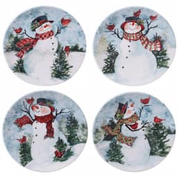 Certified International Watercolor Snowman 4-Piece Earthenware Dinner Plate Set, Service for 4 thumbnail 1